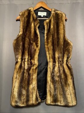 Vintage Faux Fur Sleeveless Vest in Rich Brown